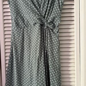 Lands' End Sage Green Sleeveless Wrap Dress with Knot